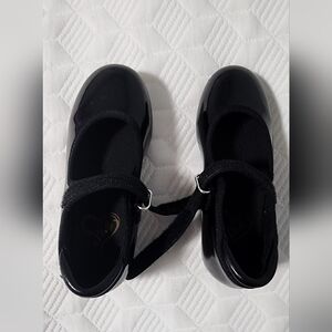 Black Patent Mary Jane Tap Shoes with Velcro Strap